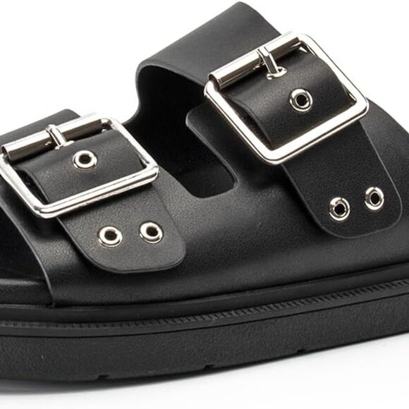 WomenPlatform Sandals Faux Leather Adjustable Double Strap Summer Beach - Picture 1 of 6